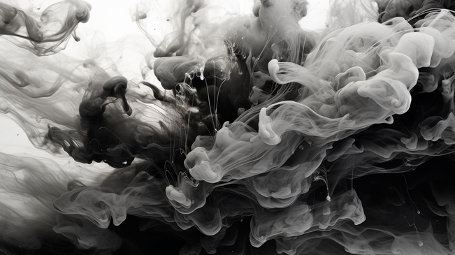液态流体艺术抽象背景，暗色多彩的烟雾跳舞着，丙烯画在水下空间、海洋、宇宙爆炸中。图片