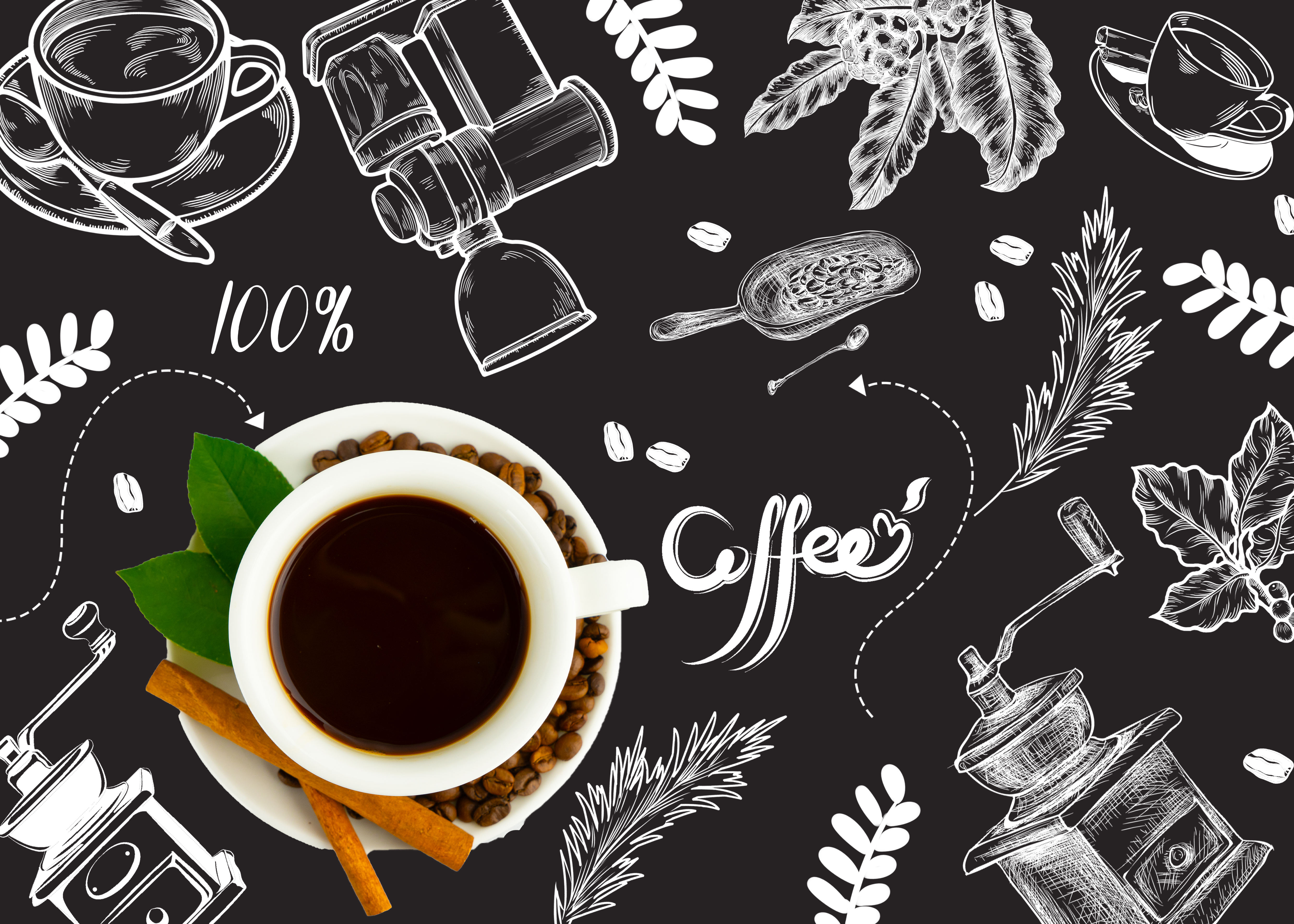 咖啡豆线稿精致咖啡图片