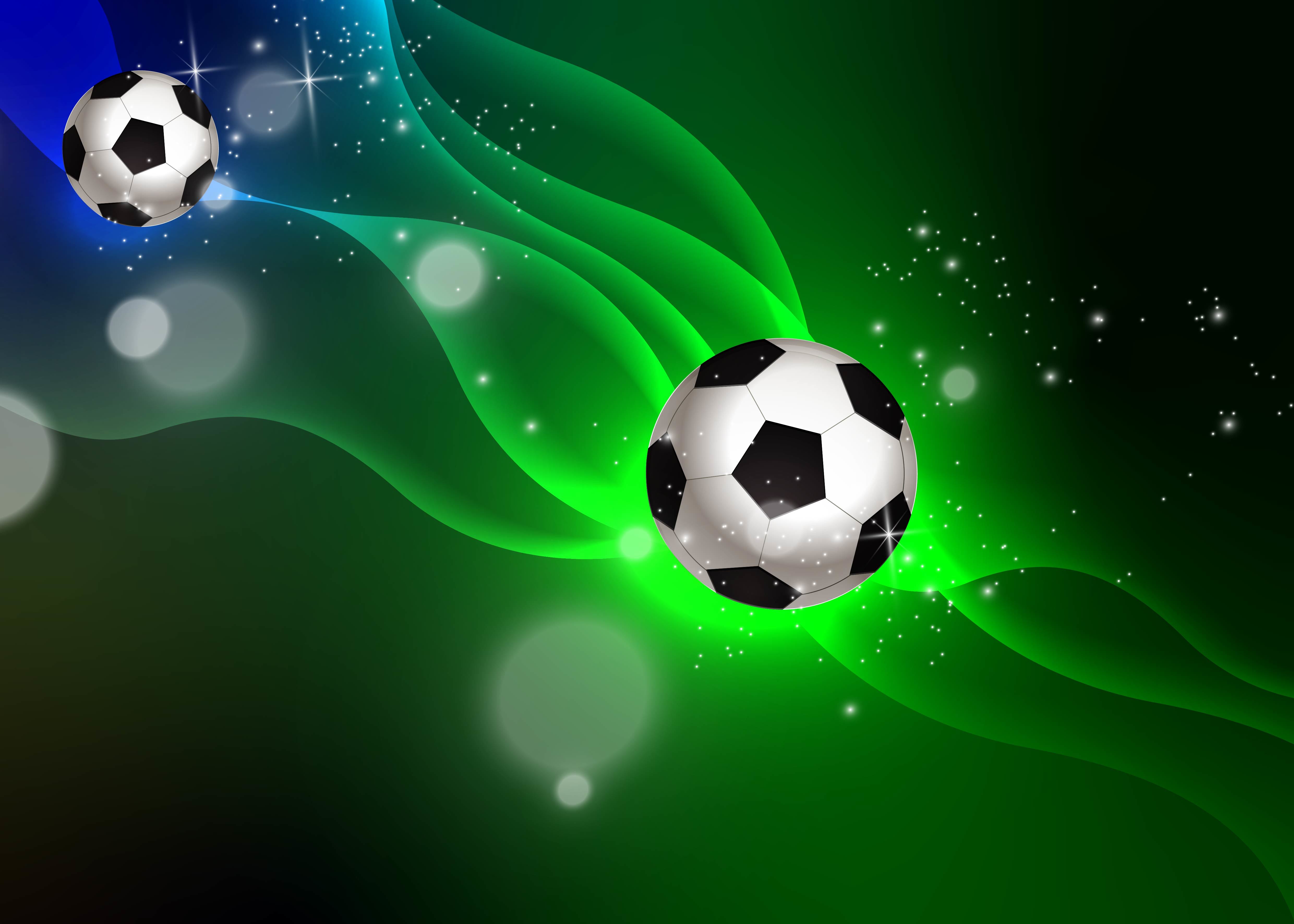 绿色蓝色足球运动发光图片