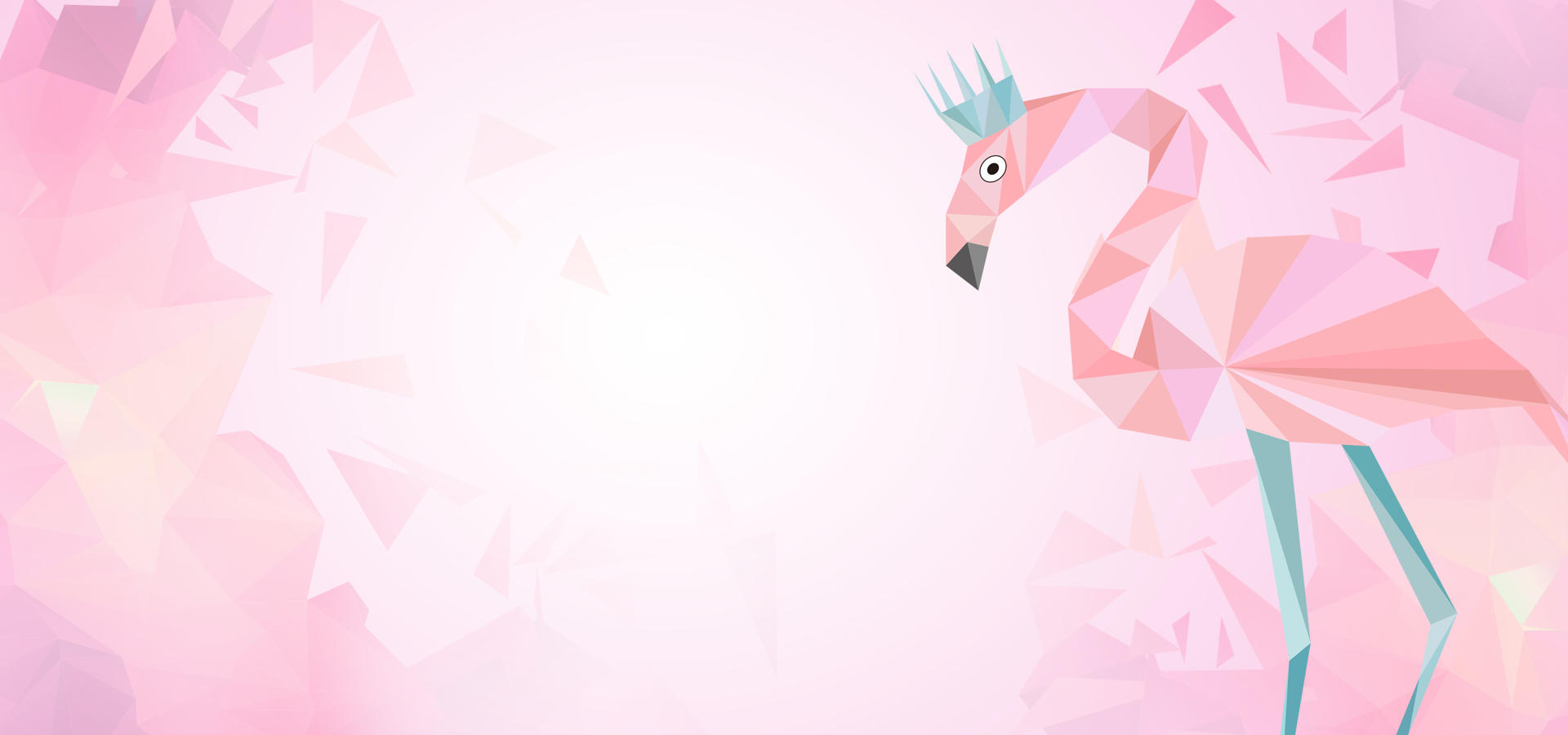 抽象粉色火烈鸟低聚动物背景图片