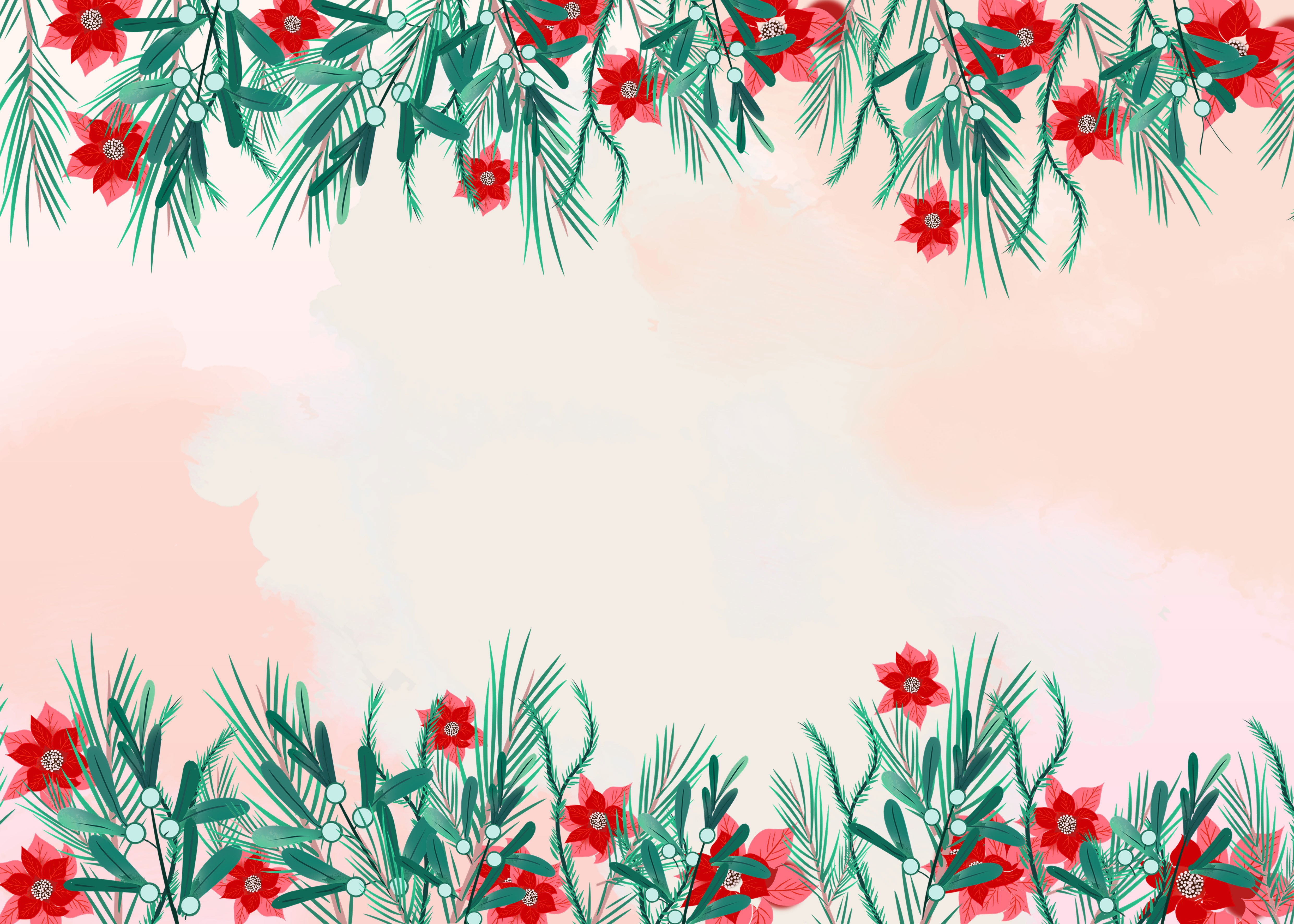 圣诞节水彩装饰边框背景图片