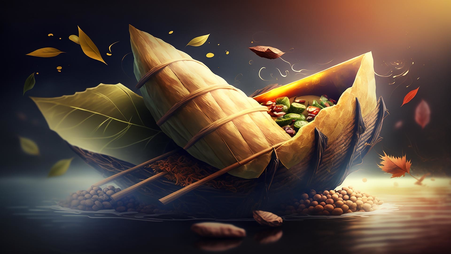 端午节叶子粽子传统美食图片