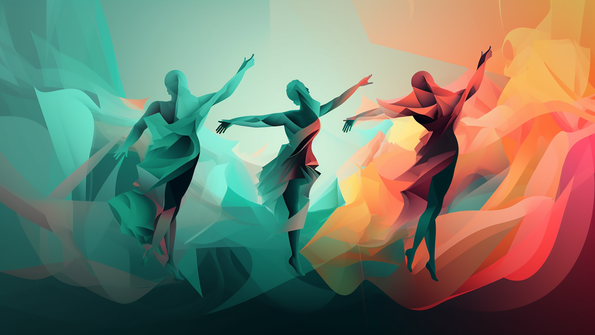 抽象彩色舞蹈动作海报图片