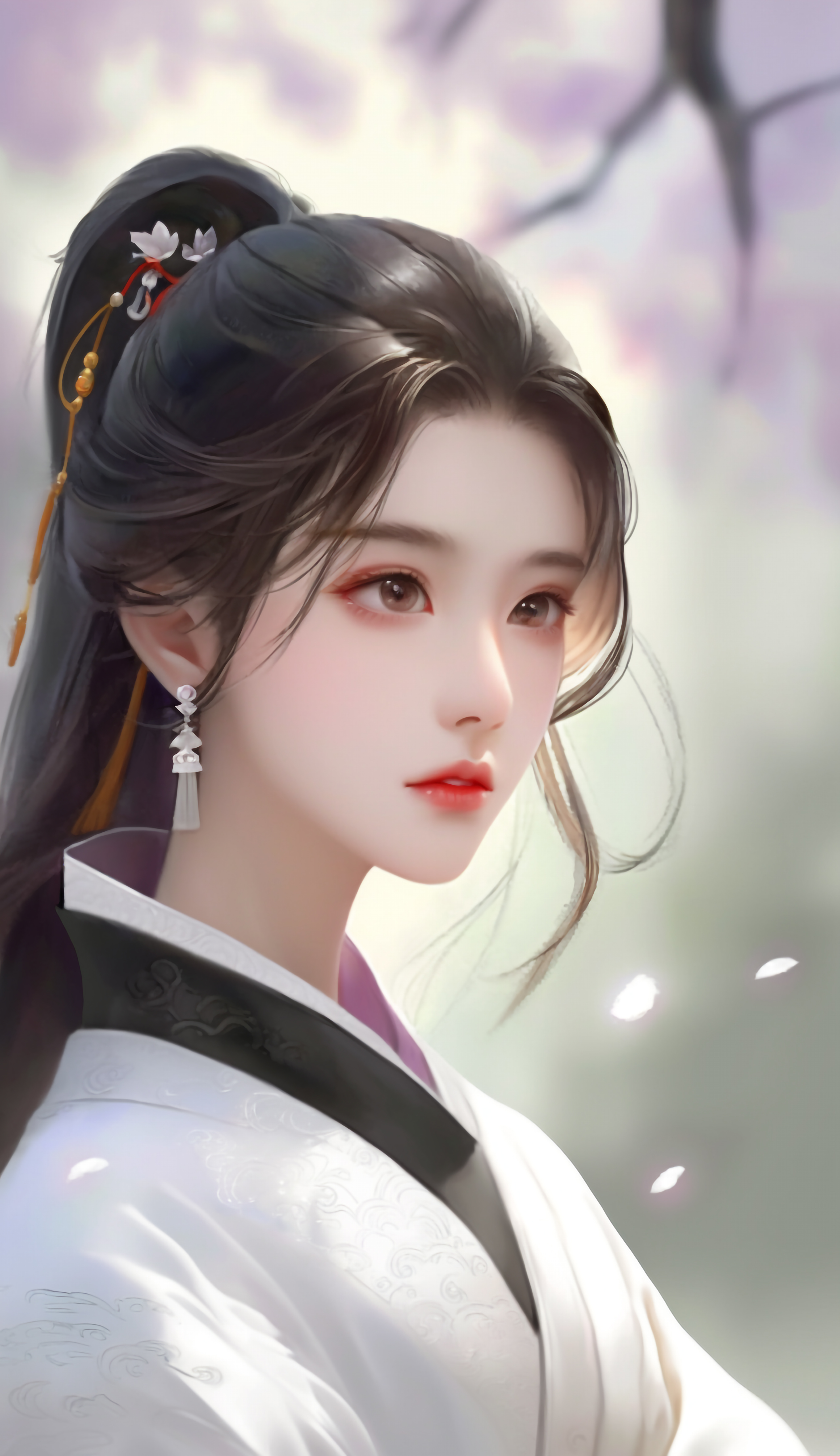 中国风白衣女孩背景图片
