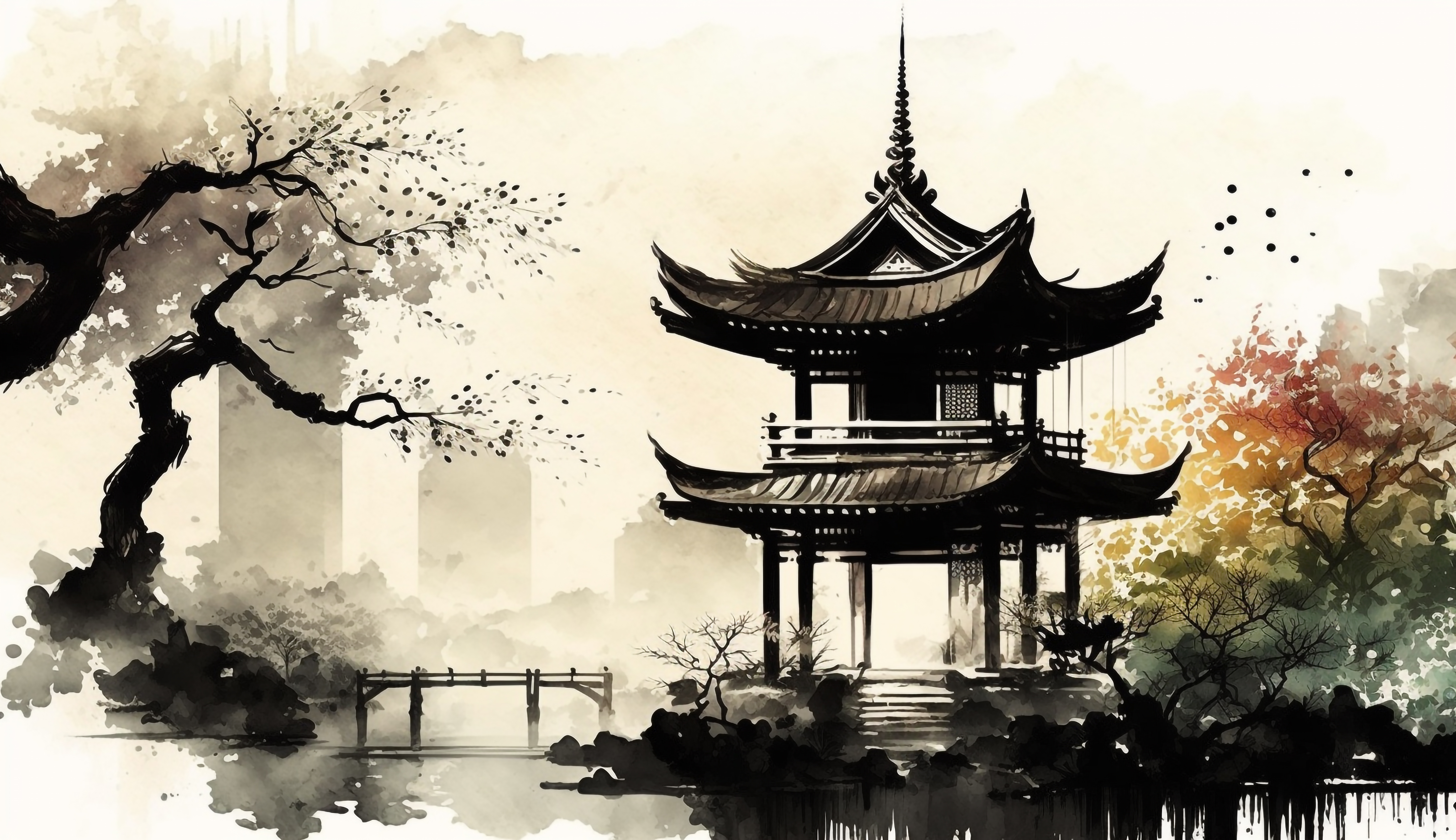 中国风建筑亭子背景图片