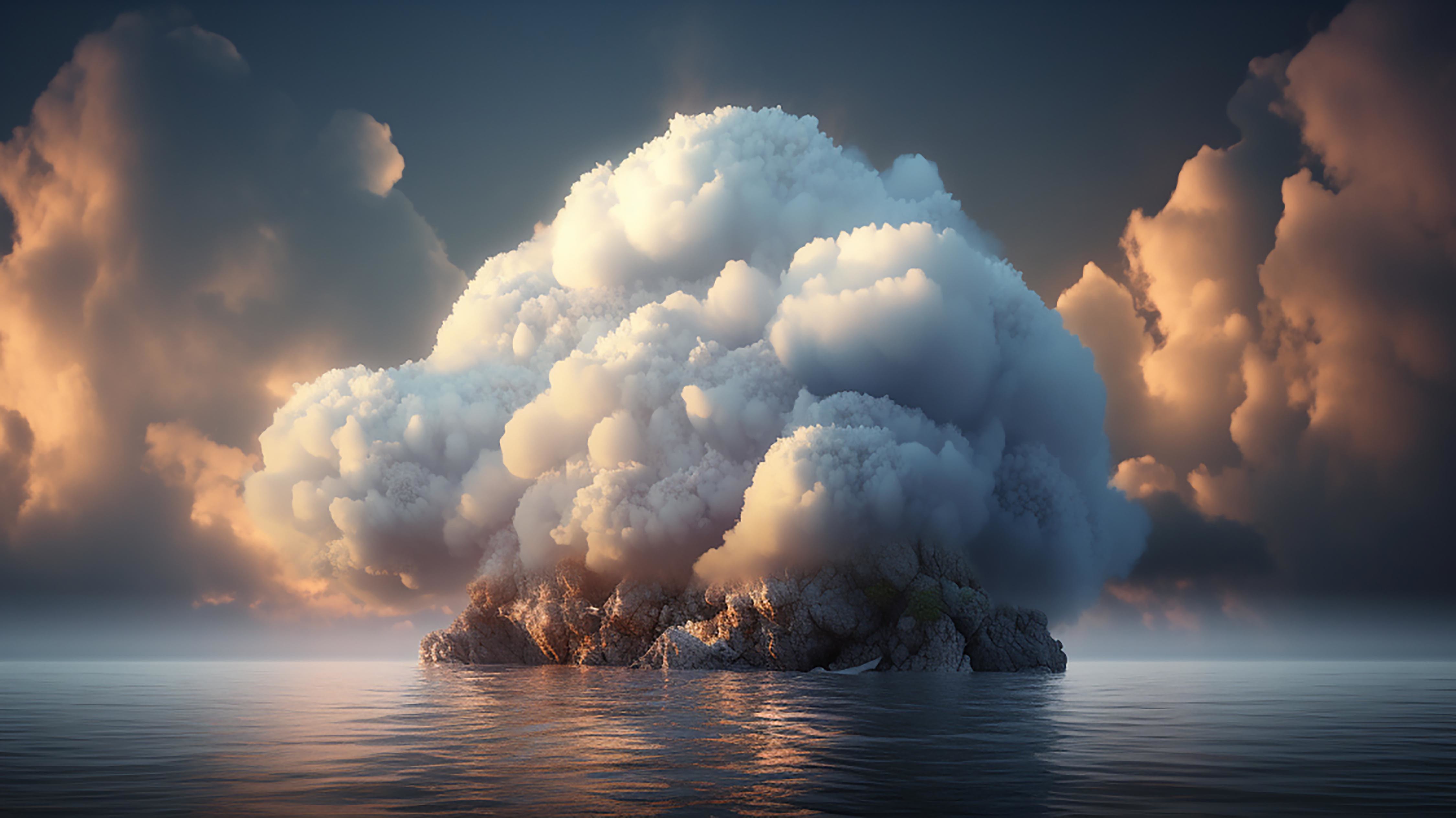 大海天空云层蘑菇云图片