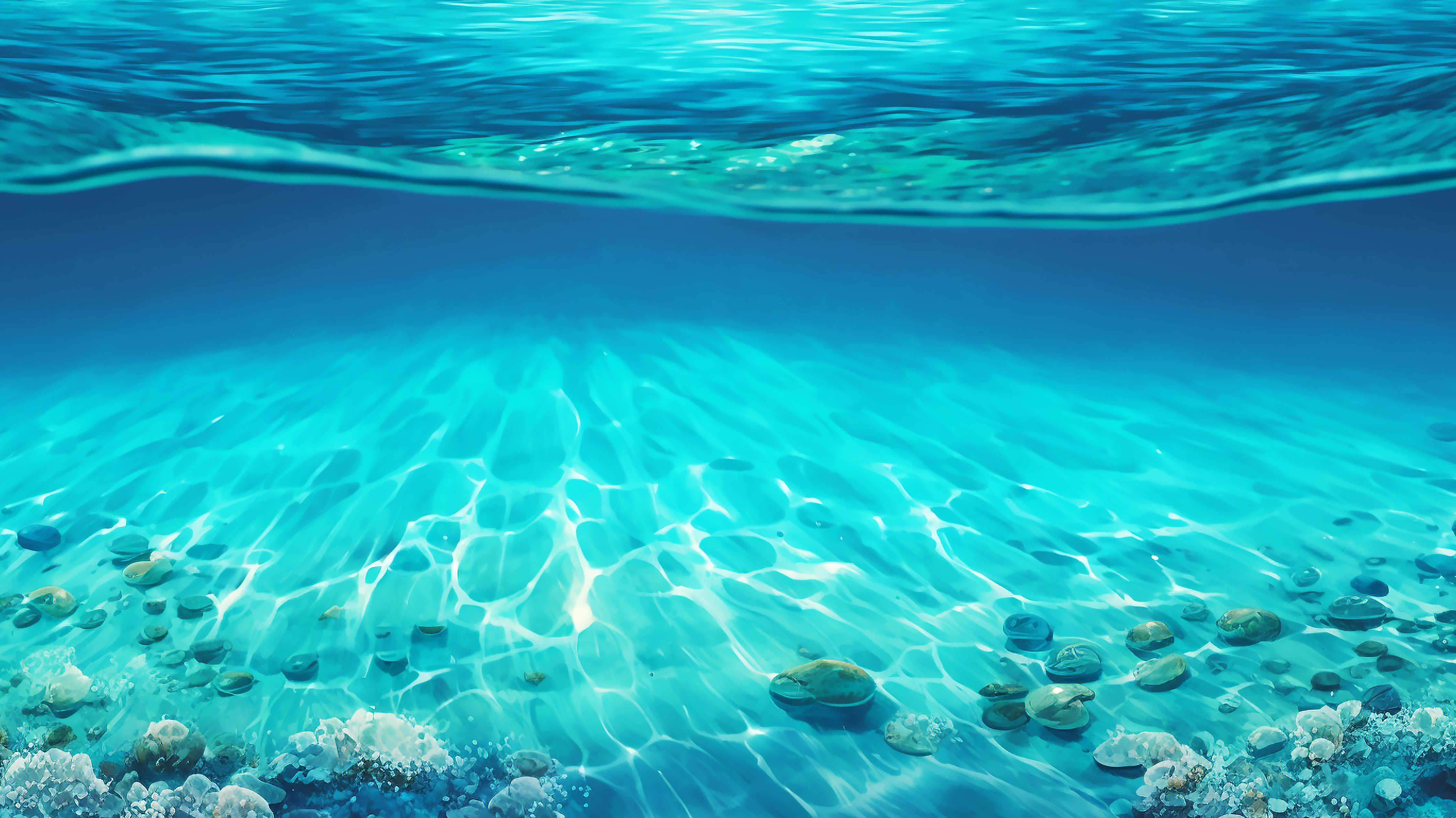 海底水纹蓝色漂亮的插画图片