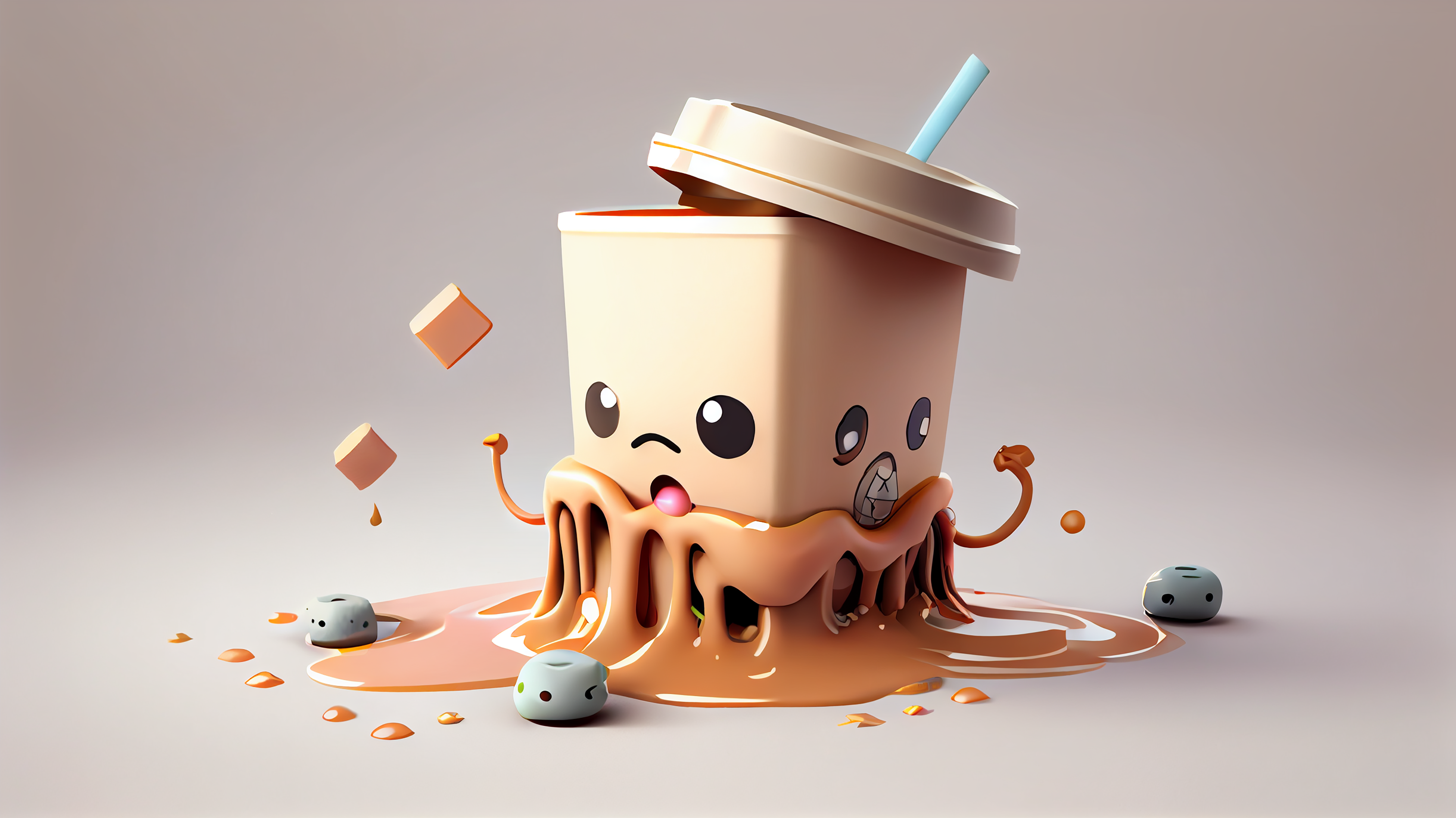 奶茶3d卡通背景图片