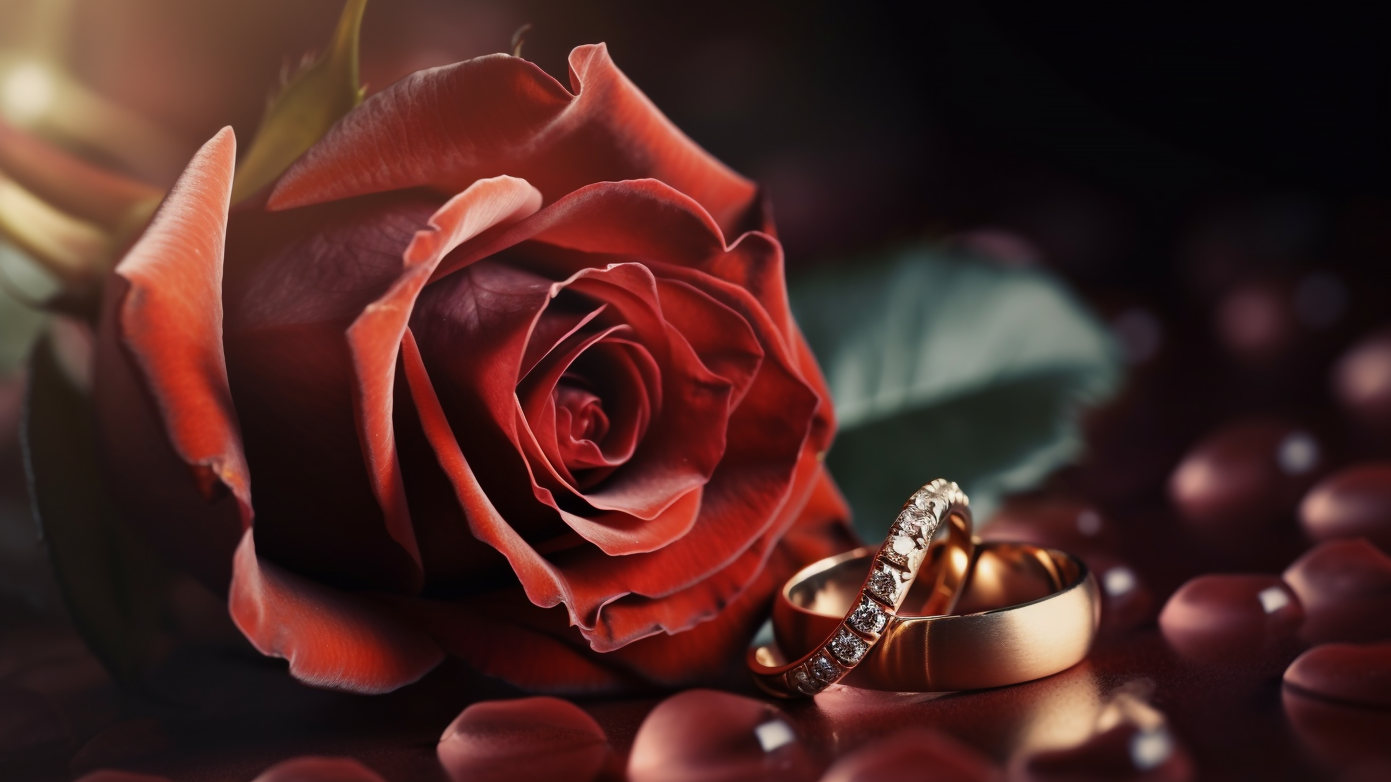 戒指玫瑰浪漫背景图片