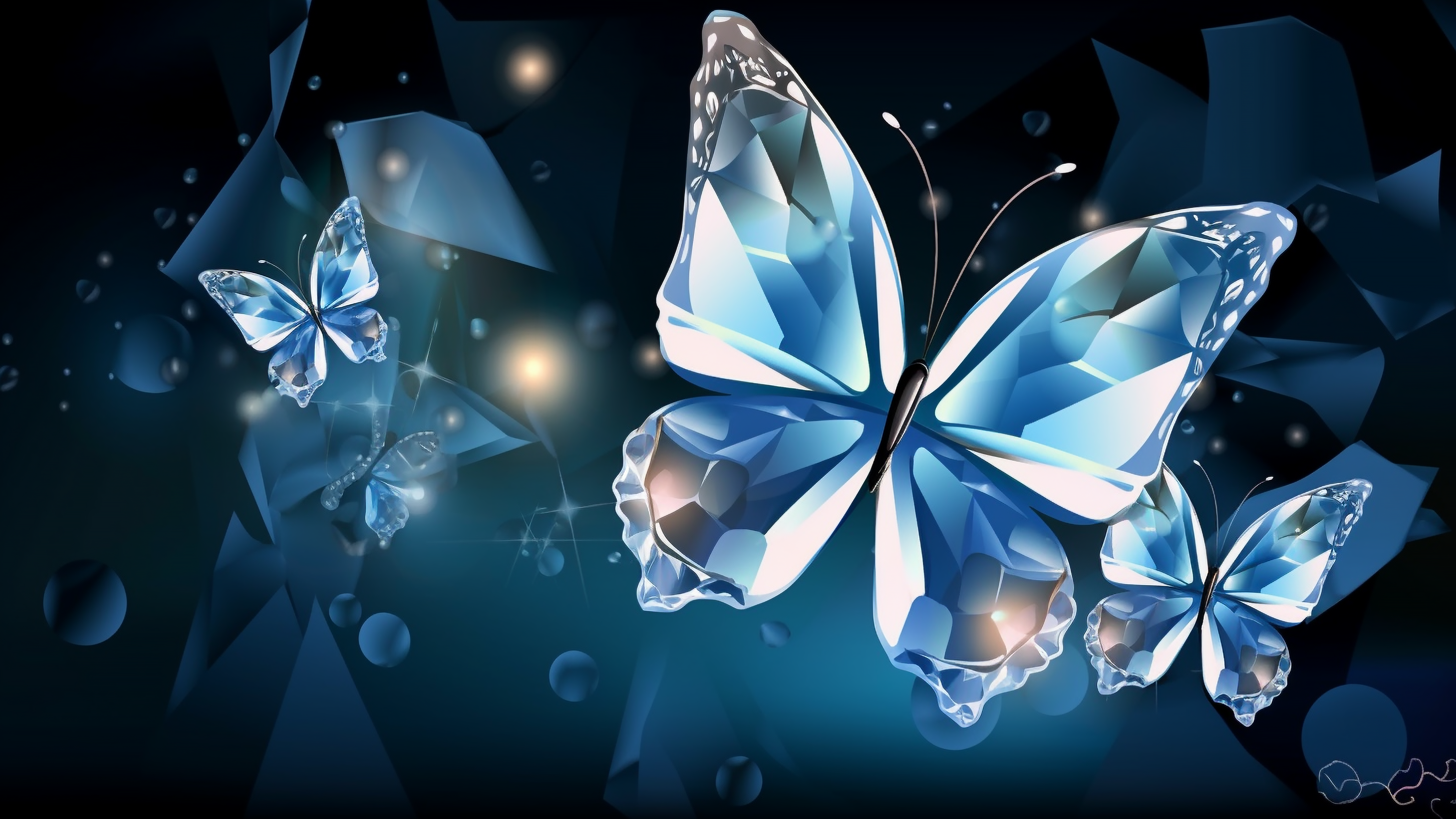 蝴蝶水晶透明发光背景图片