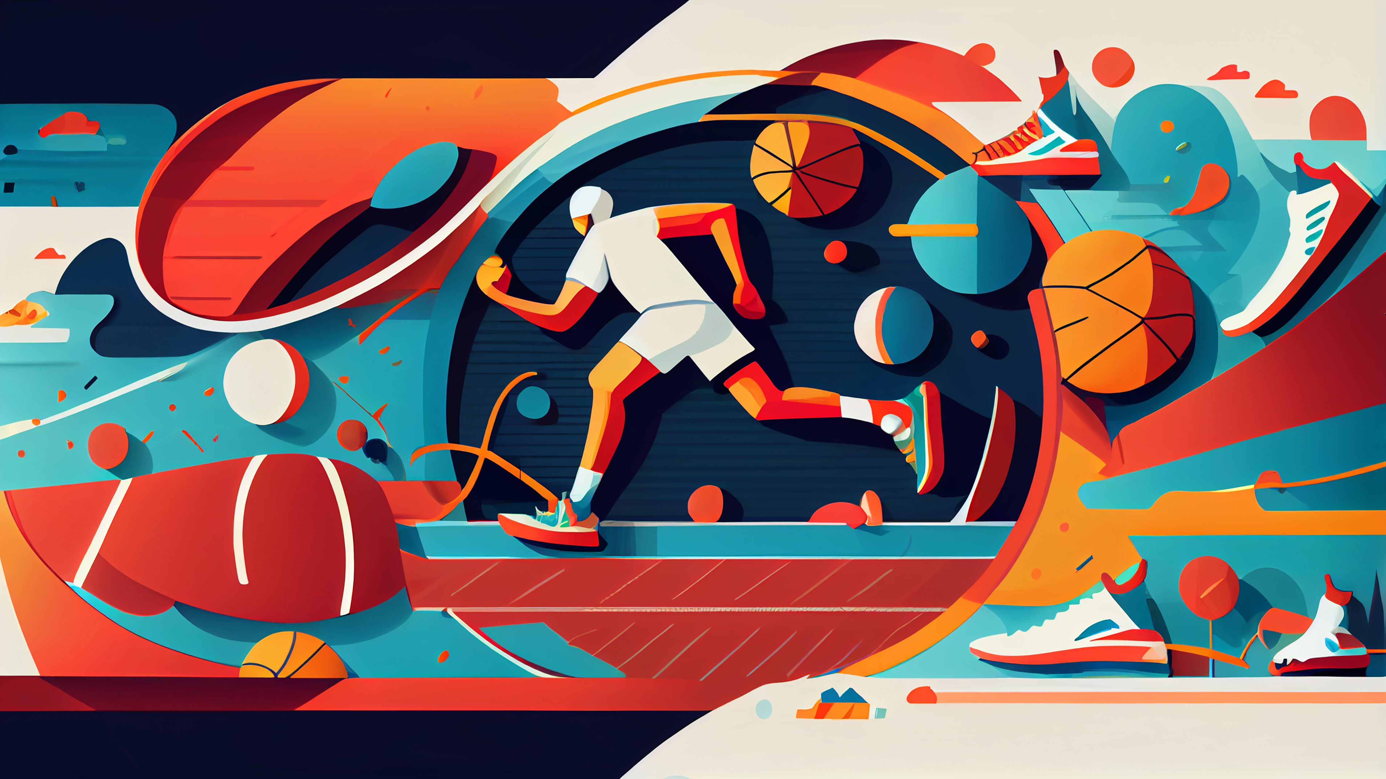 男性运动员篮球插画背景图片
