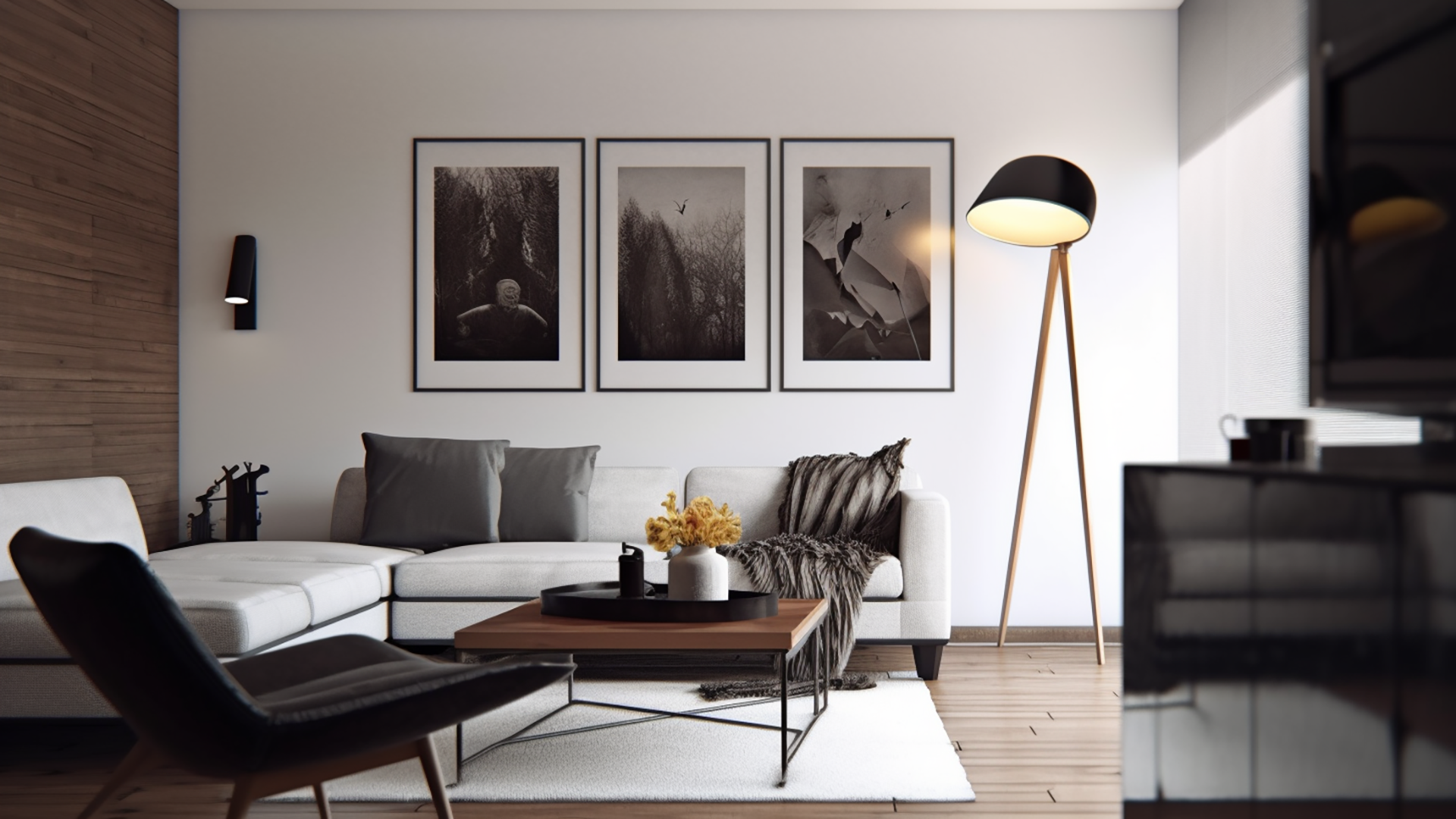 北欧简约家庭客厅装修效果图图片