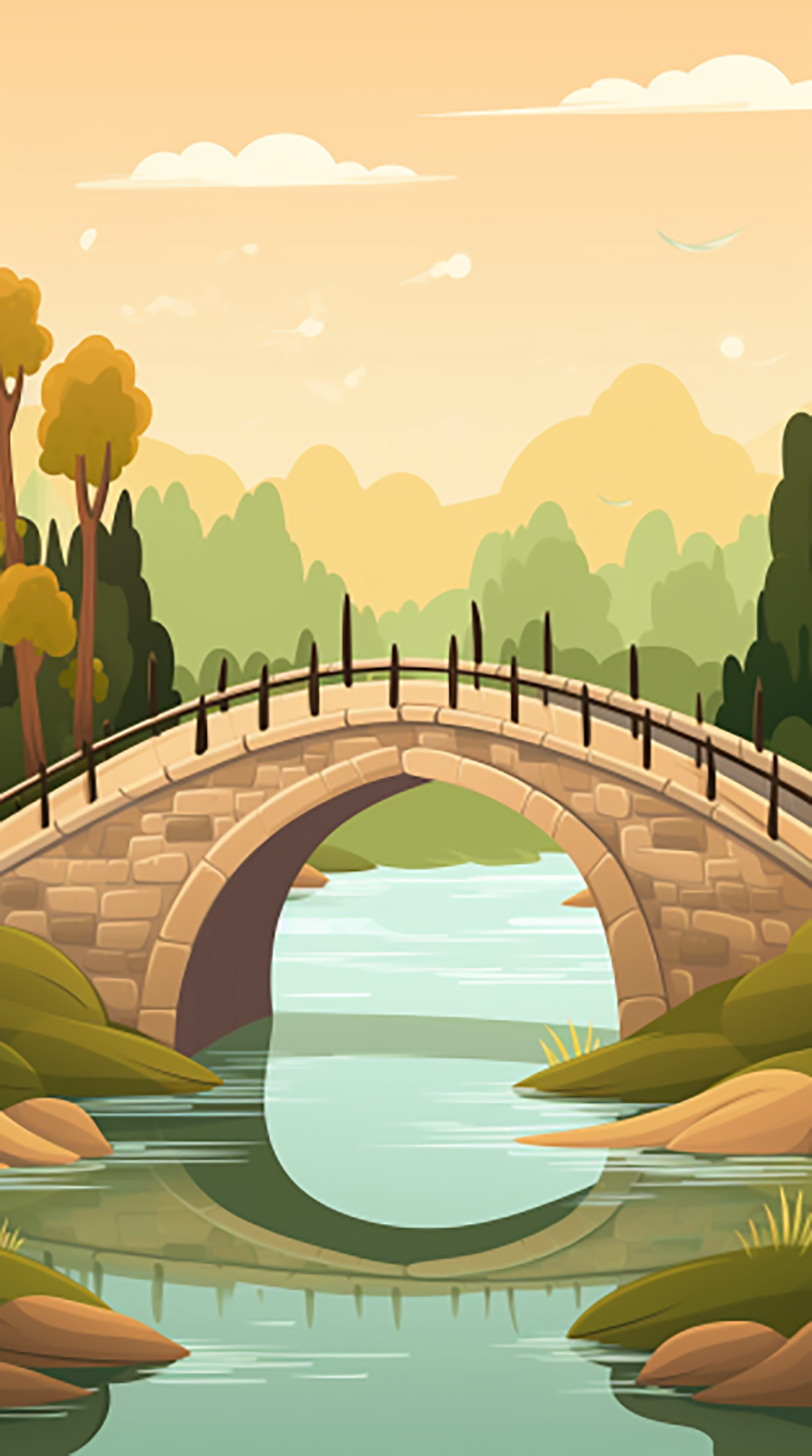 拱桥插画背景图片