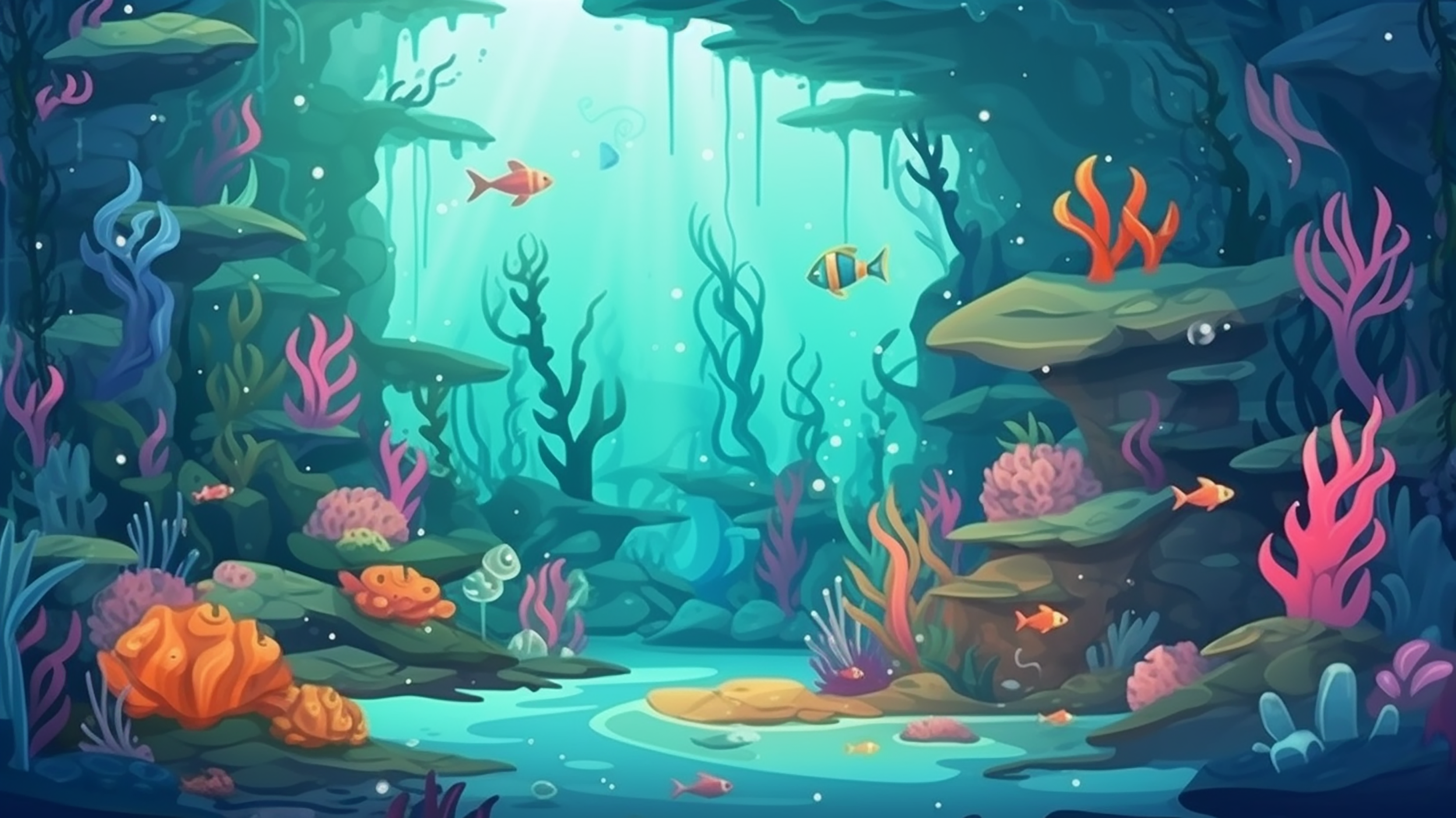 海底世界卡通插画背景图片