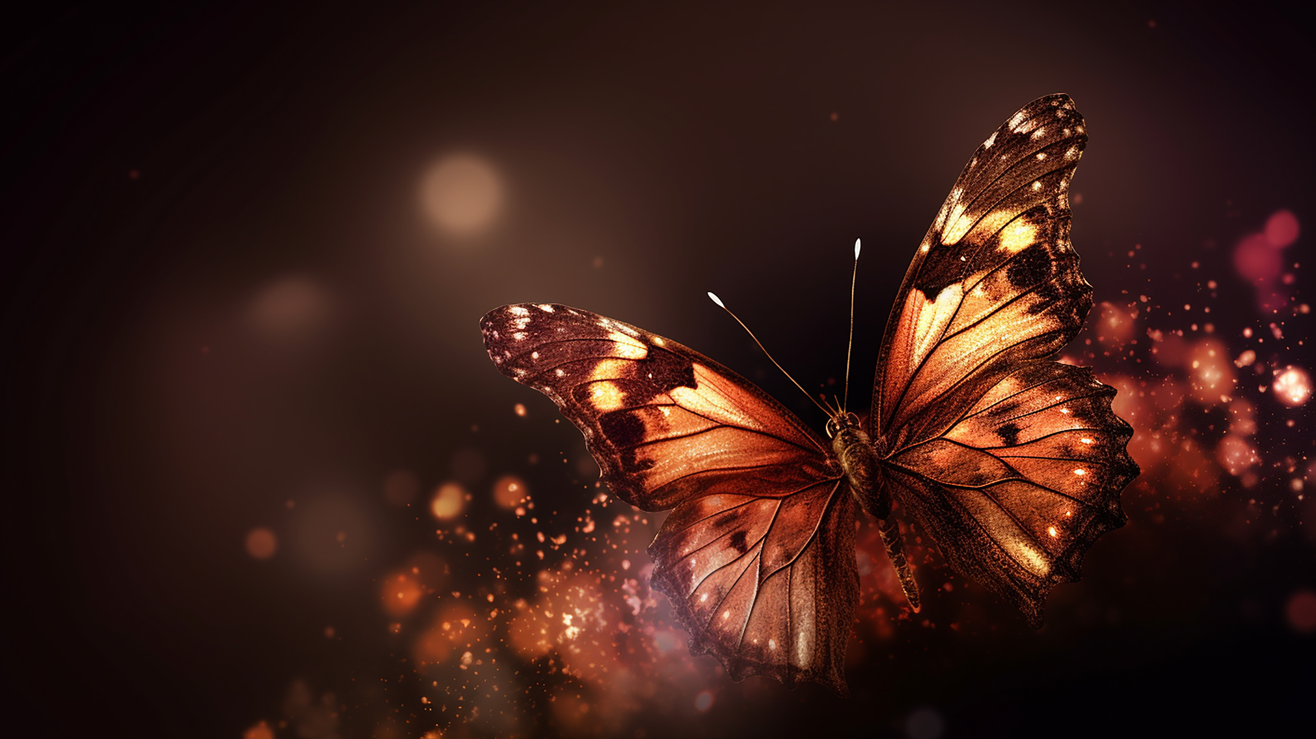 蝴蝶金色光粒美丽蝴蝶背景图片
