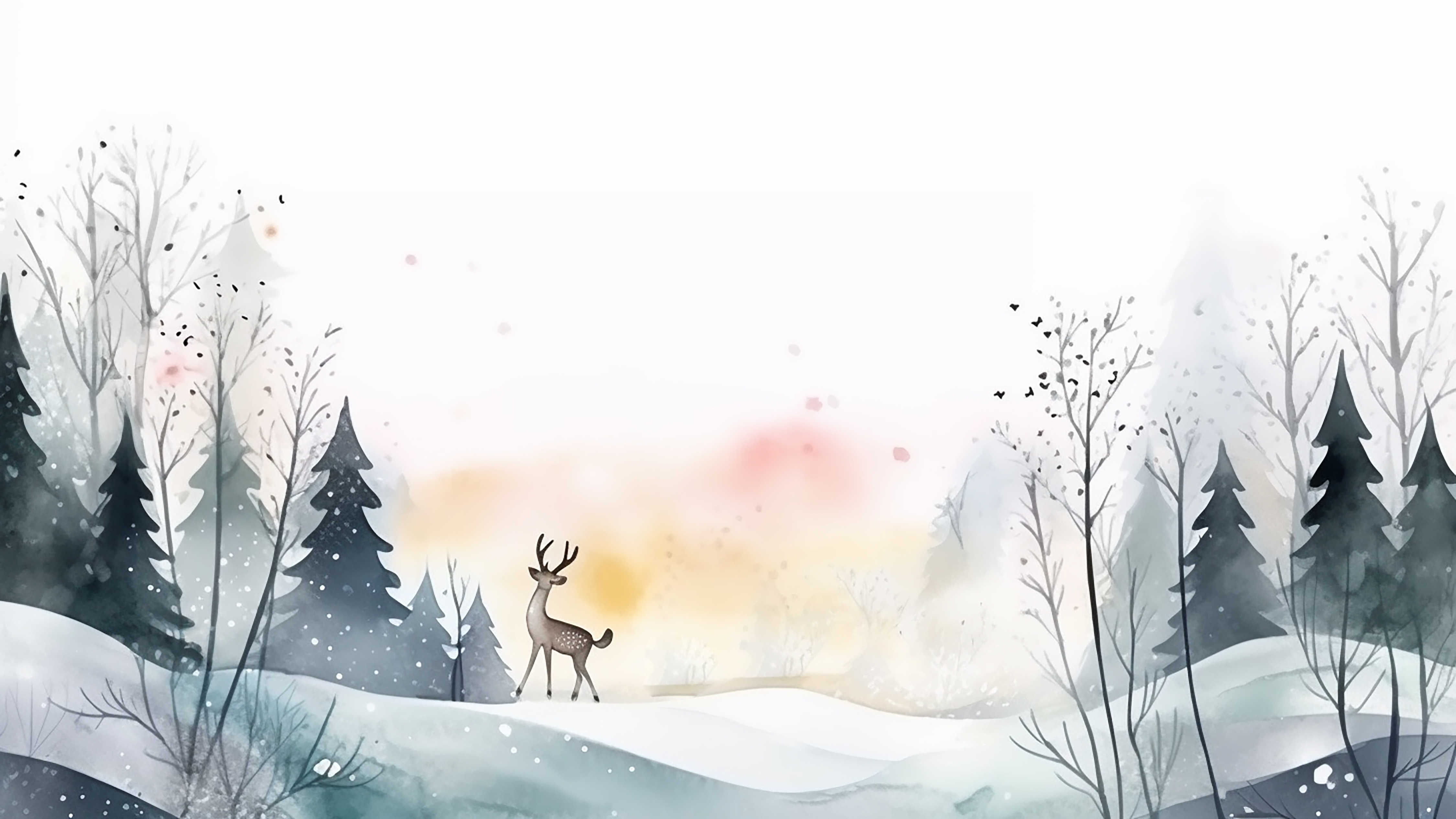 冬季雪后美景插画图片