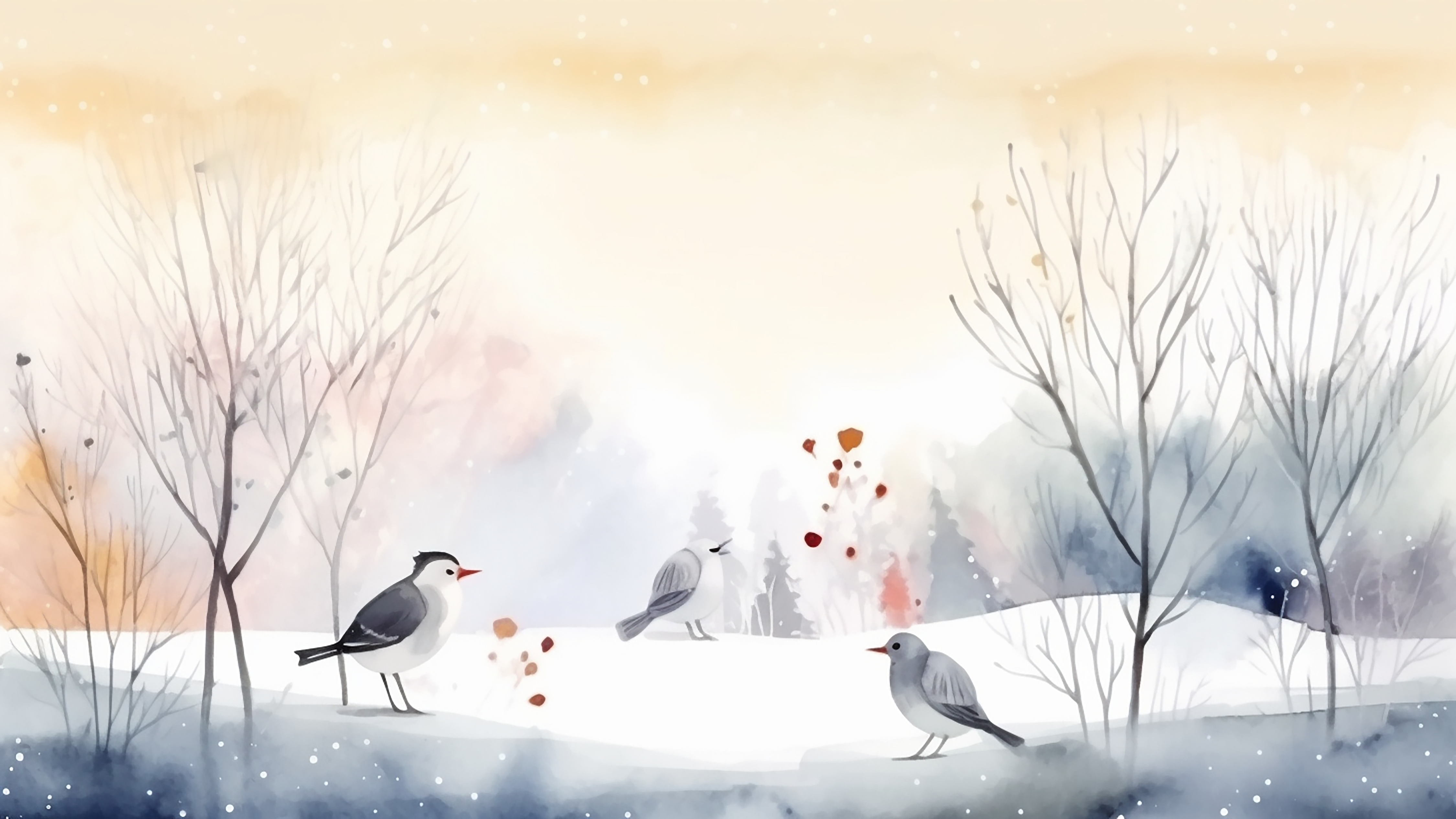 冬天自然风景插画图片