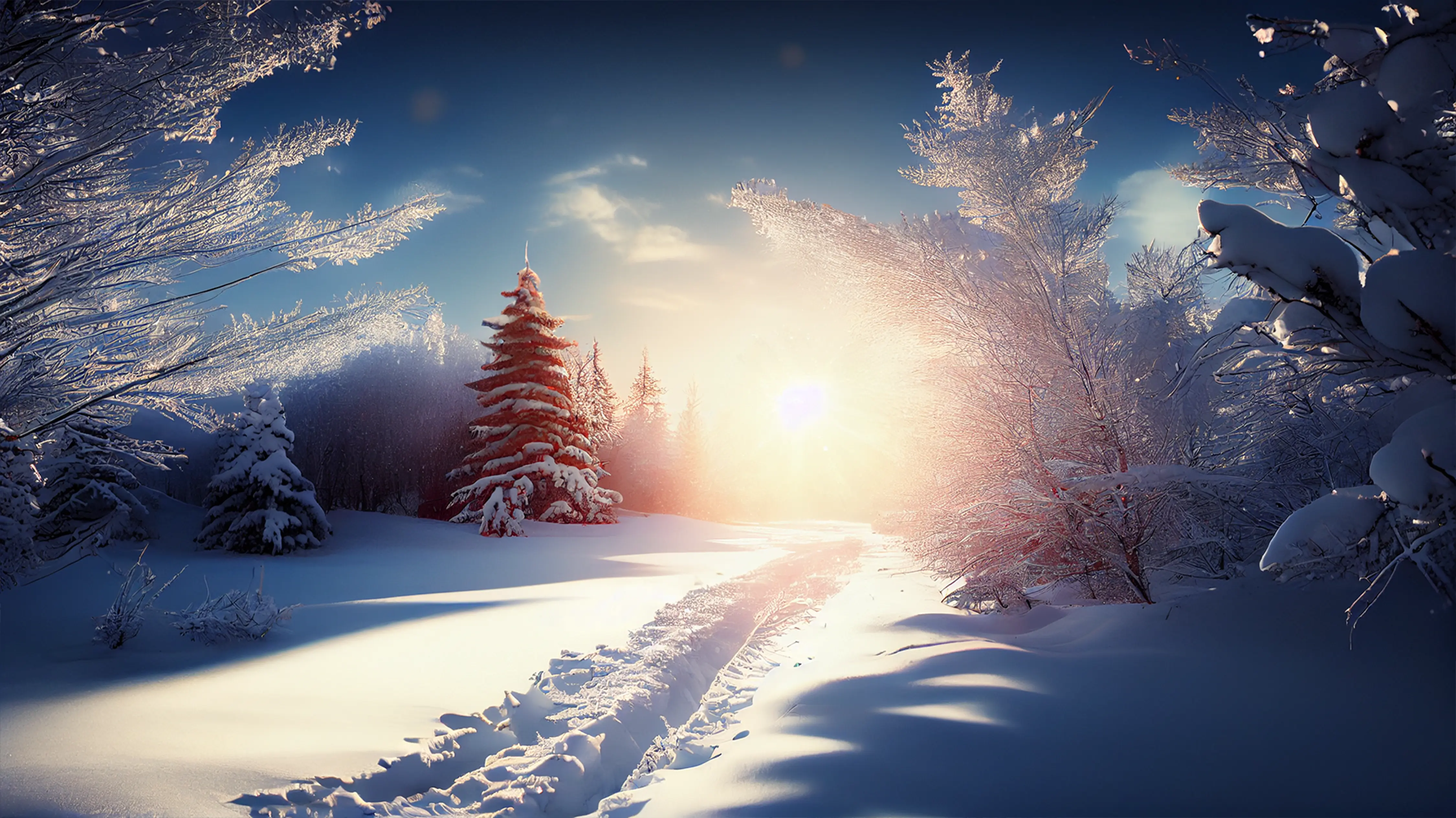 冬季雪景树枝背景图片