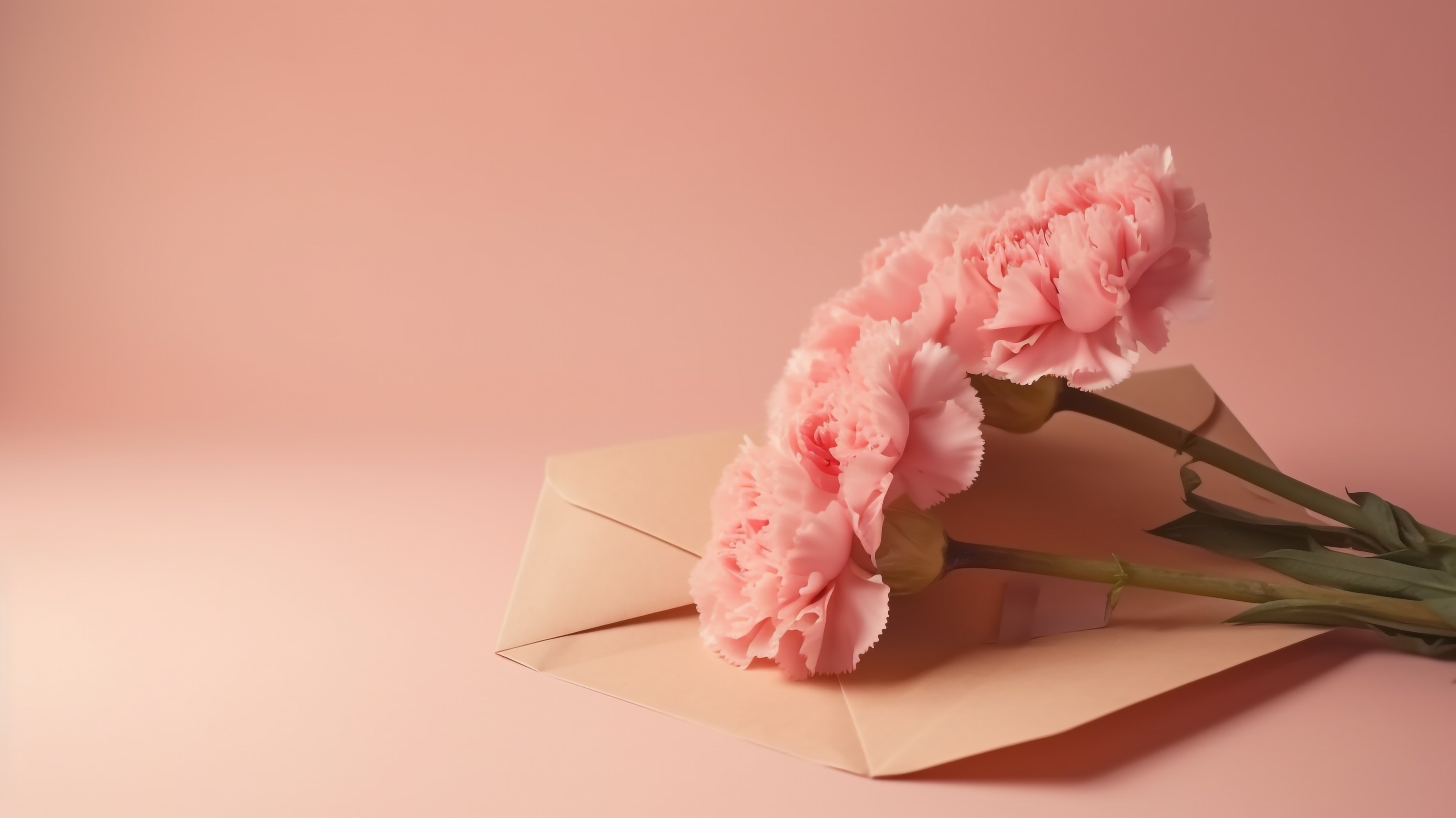 康乃馨鲜花信封粉色背景图片