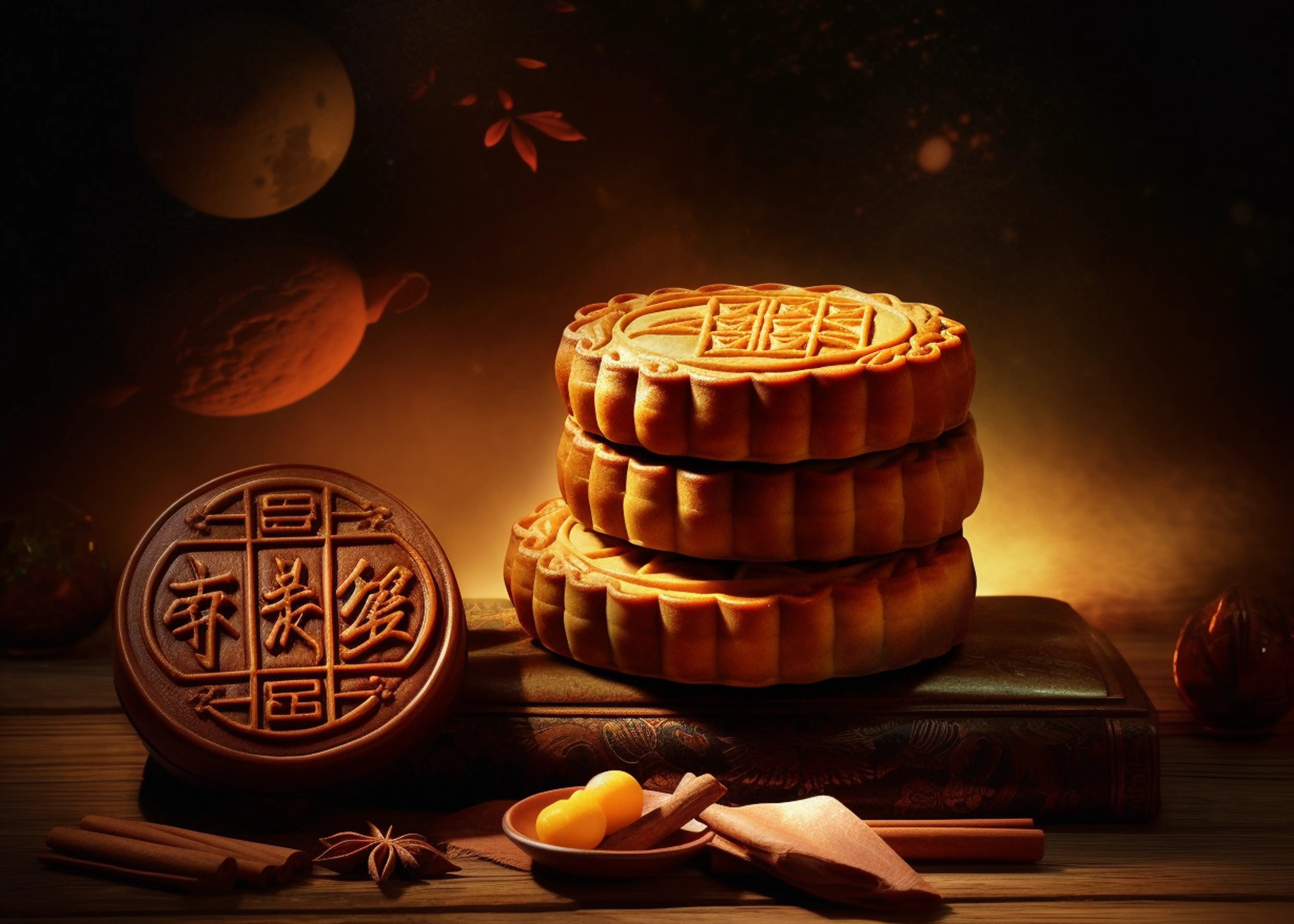 中秋节背景月饼圆月图片
