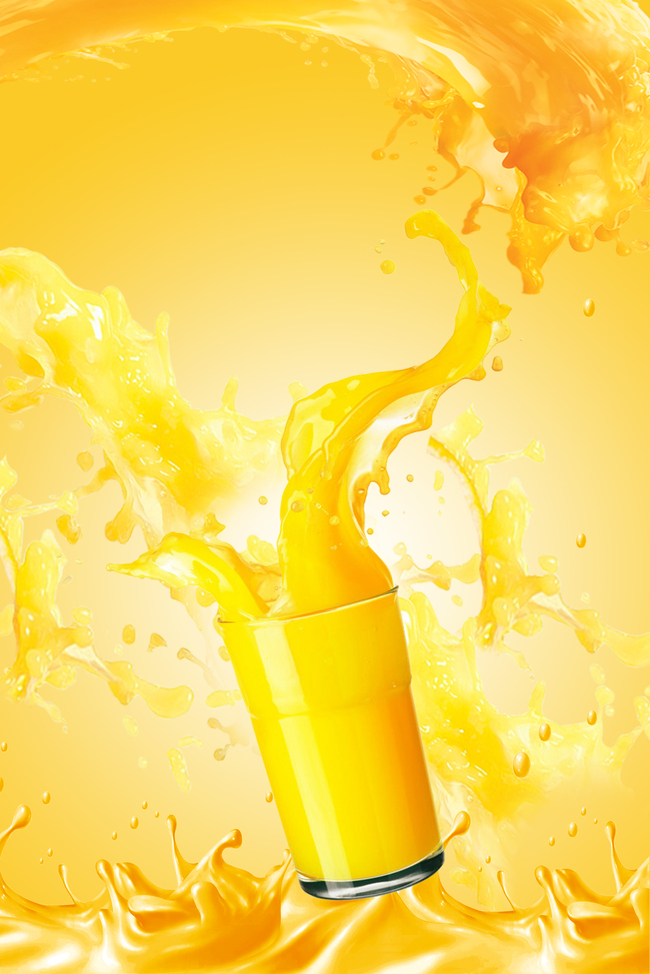 果汁黄色饮料背景海报图片