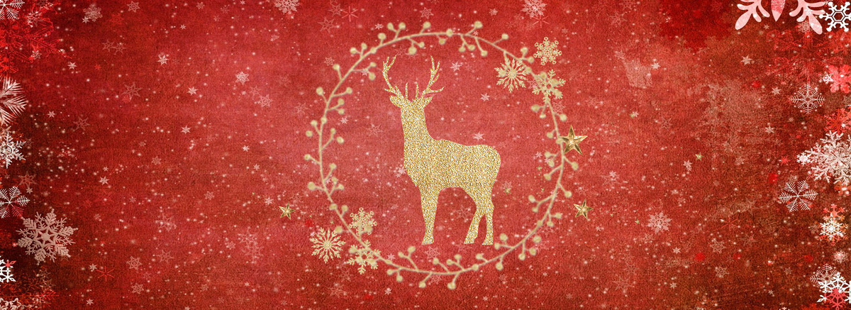 红色烫金圣诞节麋鹿贺卡背景图片