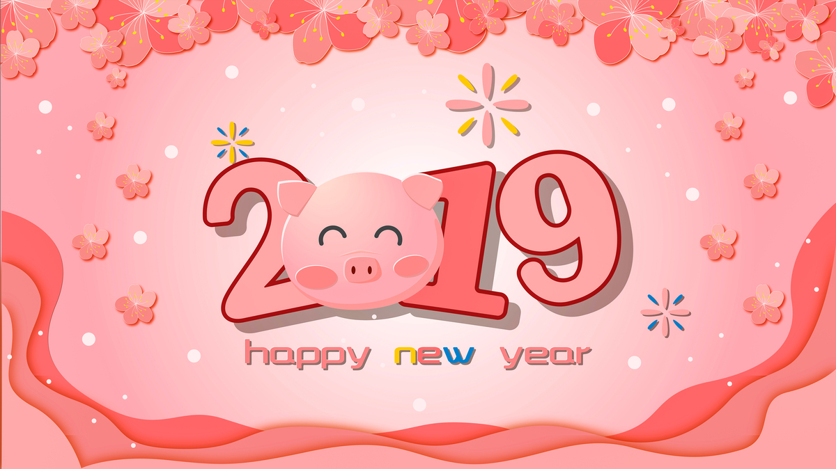 2019猪年新年矢量背景图图片
