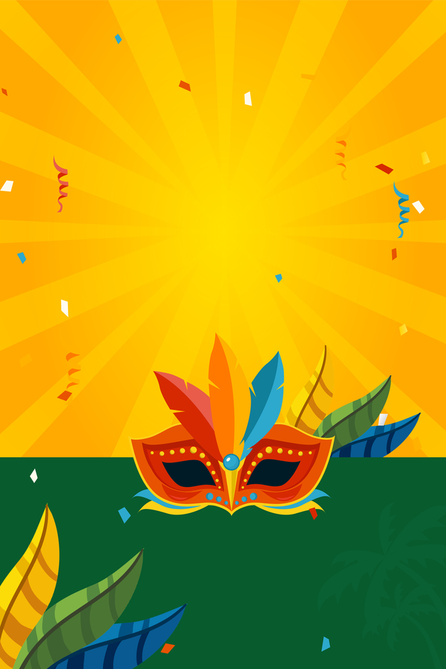 巴西狂欢节卡通羽毛面具欢庆海报图片