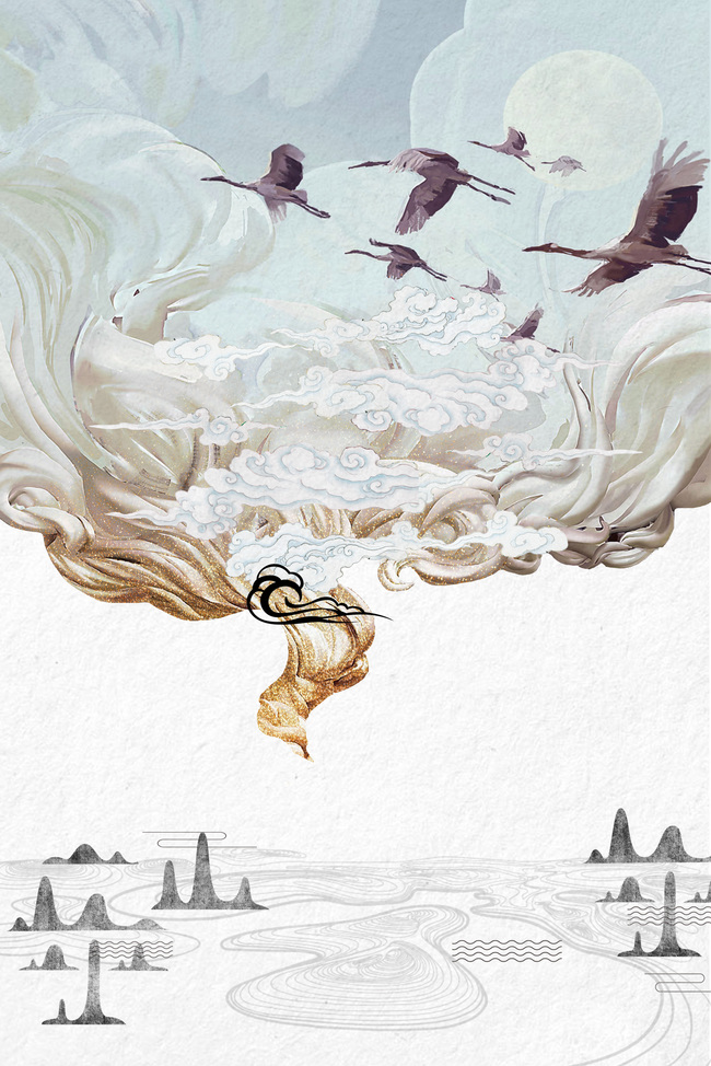 神话梦幻古风手绘海报背景图片