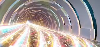 创意科技光效海报模板_C4D科技隧道光效背景