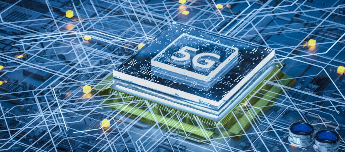 C4D立体商务高科技5G通讯蓝色背景图片