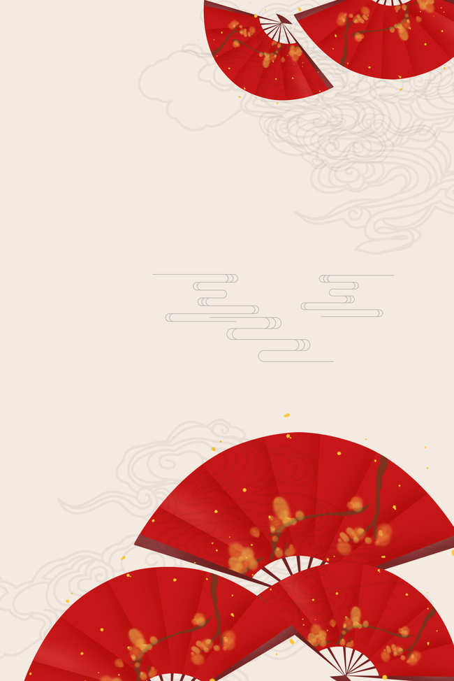 简约小清新扇子中国风古风灰色背景海报图片