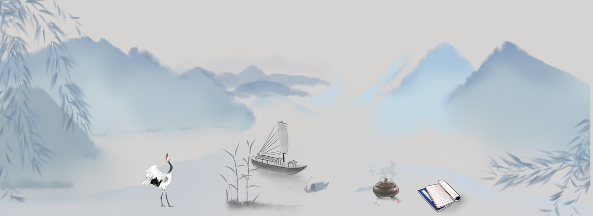 中国古代仙鹤船只banner背景图图片