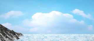 冰雪世界海报模板_C4D立体简约冰雪世界天空通用电商背景