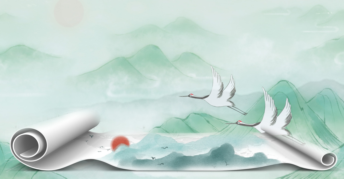 中国风卷轴古典水墨清明节背景图片