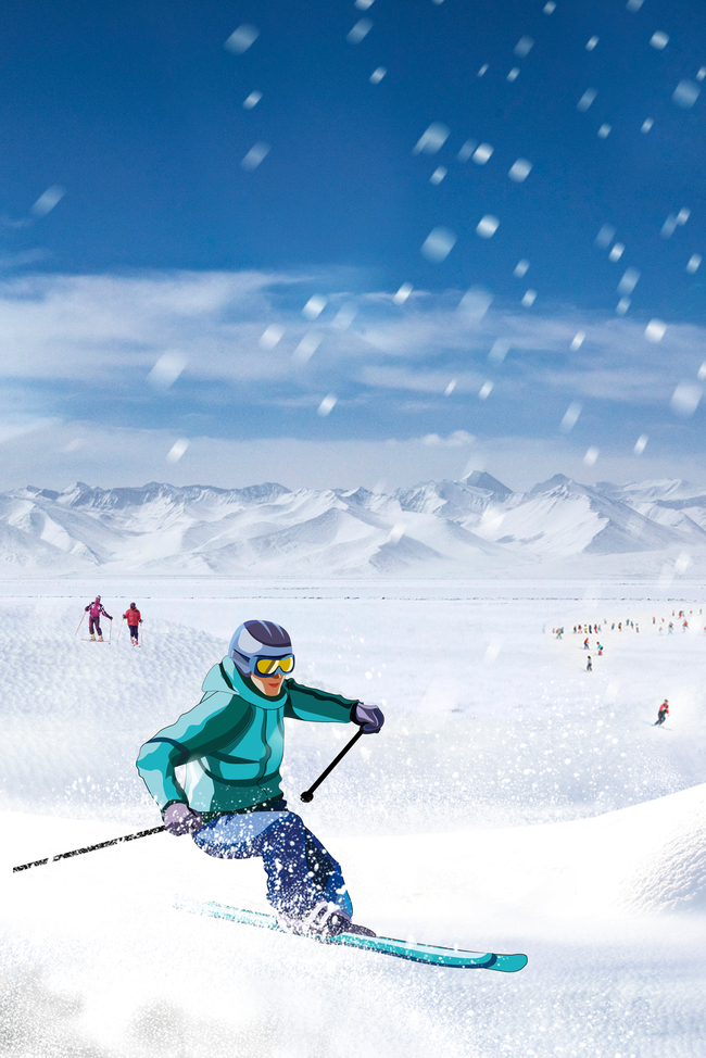 冬季运动会滑雪运动背景合成海报图片