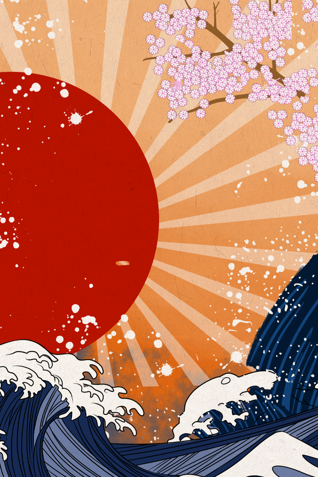 简约浮世绘日系插画背景图片
