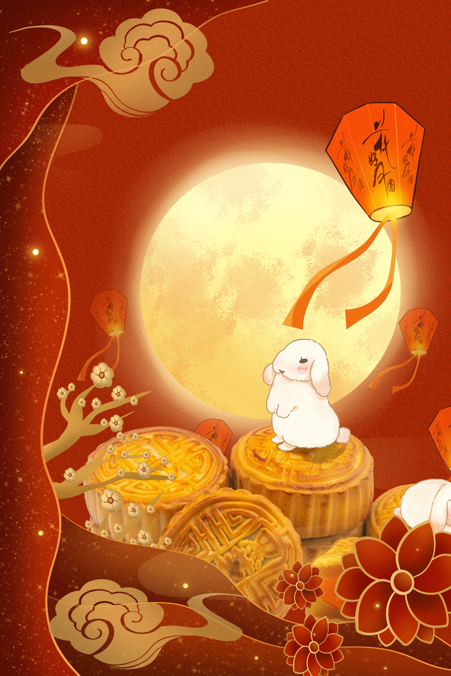 中秋节大气月饼美食中国风背景图片