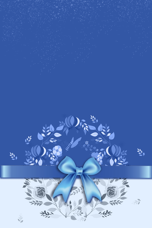 蓝色婚礼邀请函花朵  背景图片