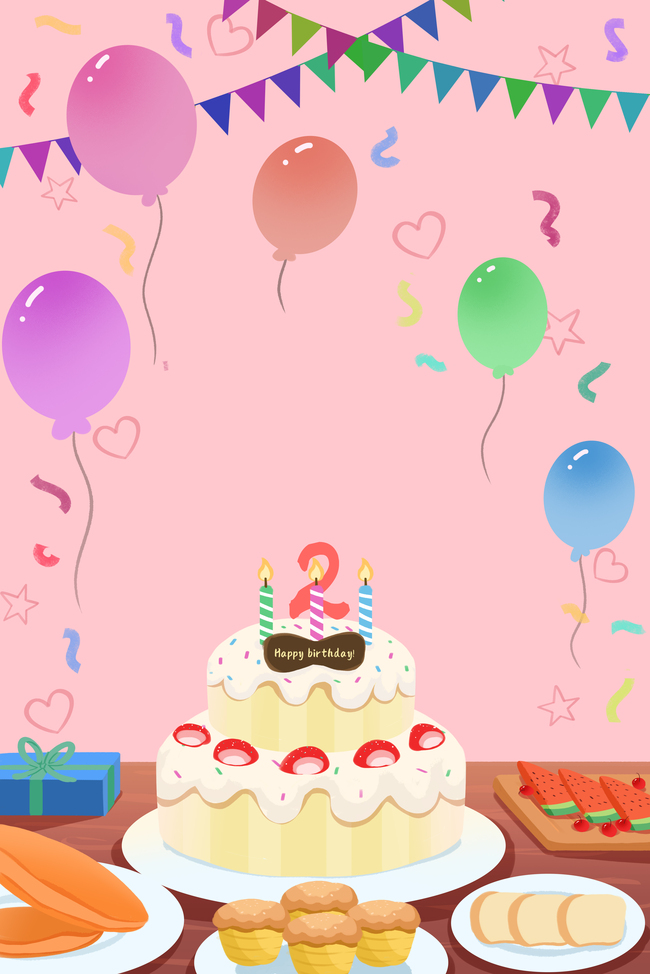 生日派对蛋糕食物背景图图片