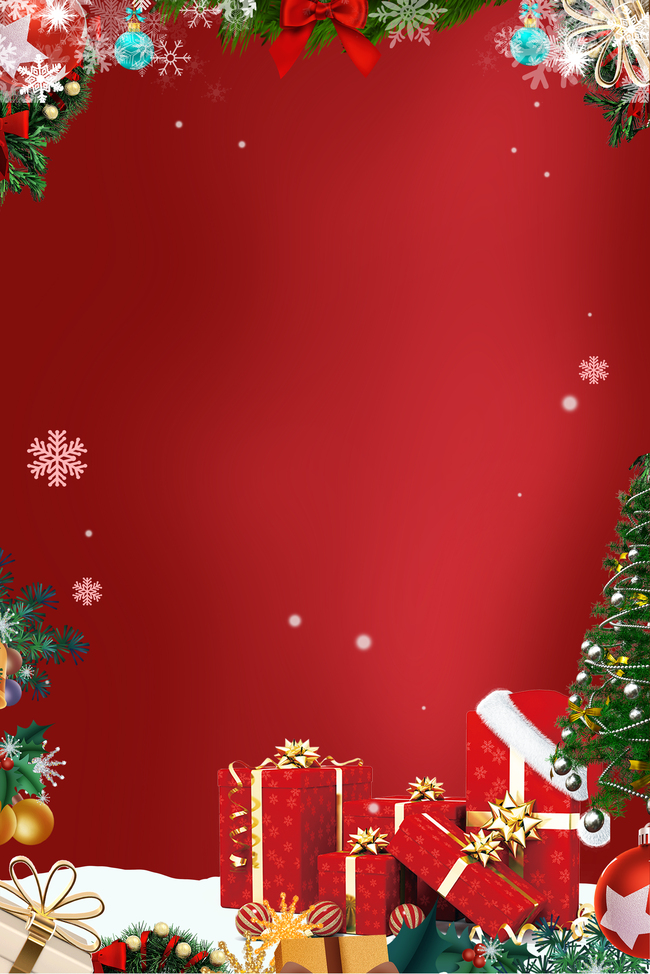 红色圣诞节狂欢海报背景图片