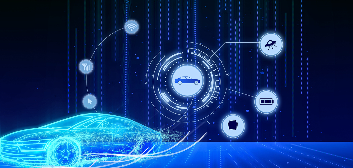 智能驾驶智能汽车蓝色科技背景图片