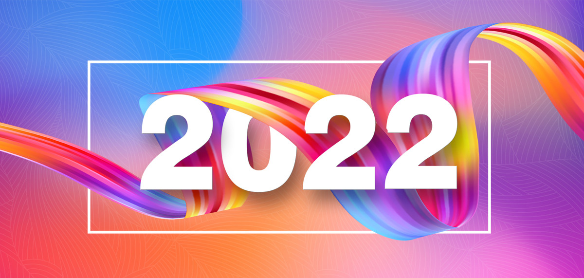 多彩2022年彩带背景图片图片