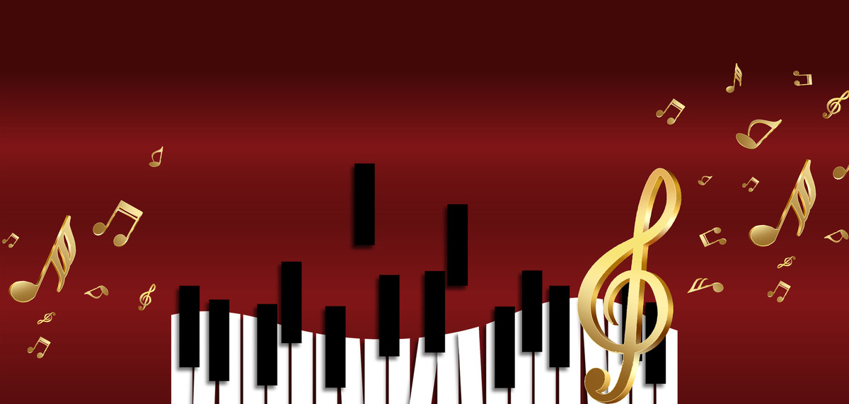音乐会钢琴音符红色简约培训图片
