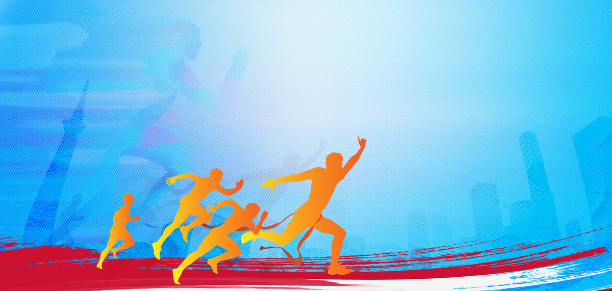 马拉松健身跑步剪影蓝色简约运动背景图片