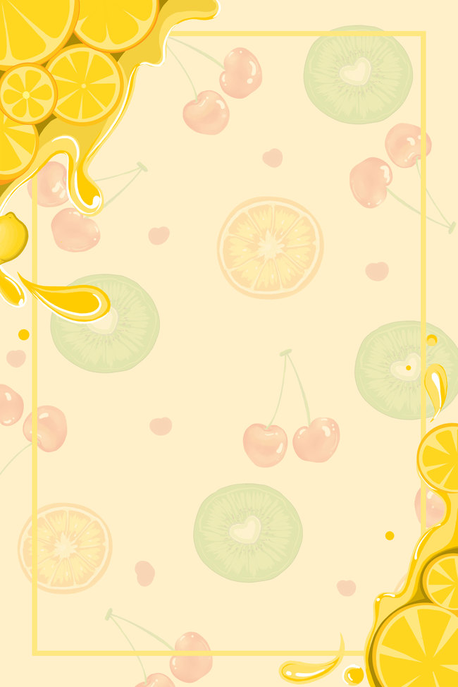 夏天柠檬水果黄色文艺清新背景图片