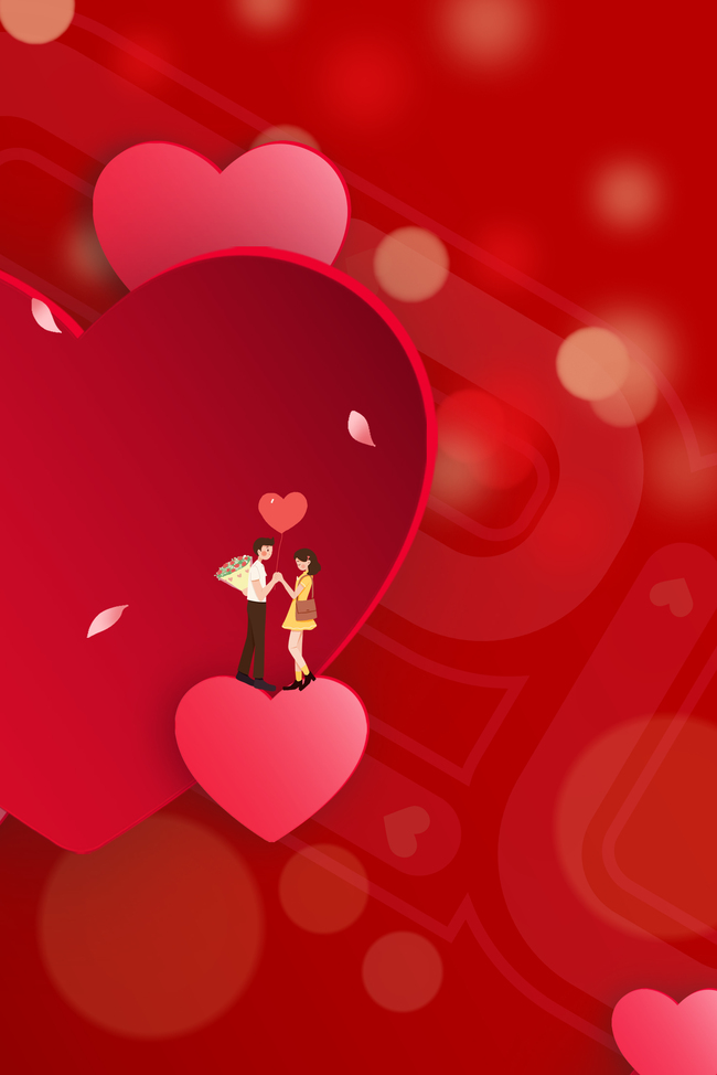 520情人节爱心情侣红色浪漫海报背景图片