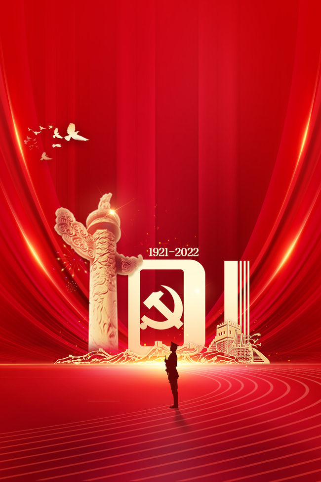 建党101周年红色大气建党节海报背景图片