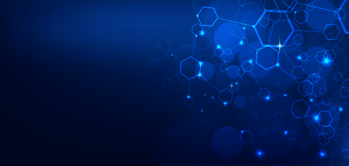 商务科技六边形蓝色大气化学海报背景图片