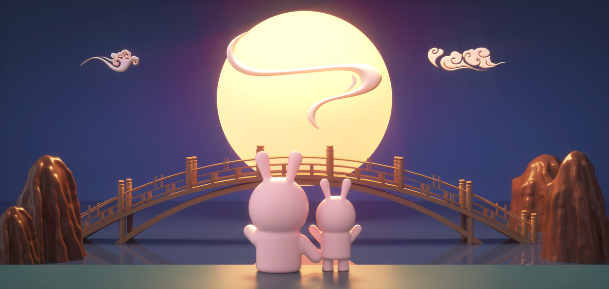 中秋节兔子月亮图片